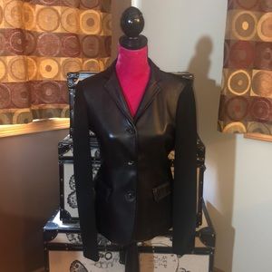 Calvin Klein Leather Front Wool Blazer